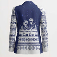 Vatican Christmas Blazer with Holy Family Nativity Scene Snowflake Pattern and Starry Night - Wonder Print Shop