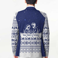 Vatican Christmas Blazer with Holy Family Nativity Scene Snowflake Pattern and Starry Night - Wonder Print Shop