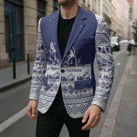 Vatican Christmas Blazer with Holy Family Nativity Scene Snowflake Pattern and Starry Night - Wonder Print Shop