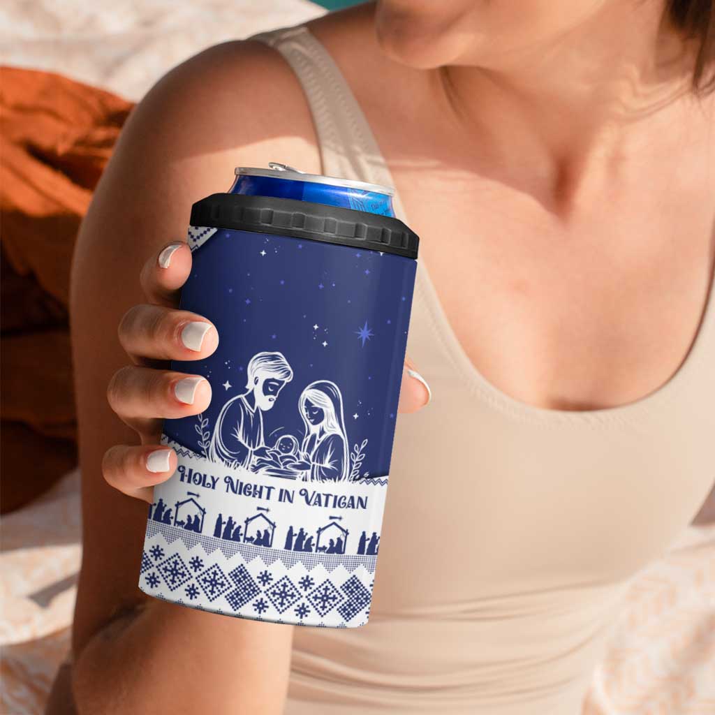 Vatican Christmas 4 in 1 Can Cooler Tumbler with Holy Family Nativity Scene Snowflake Pattern and Starry Night - Wonder Print Shop