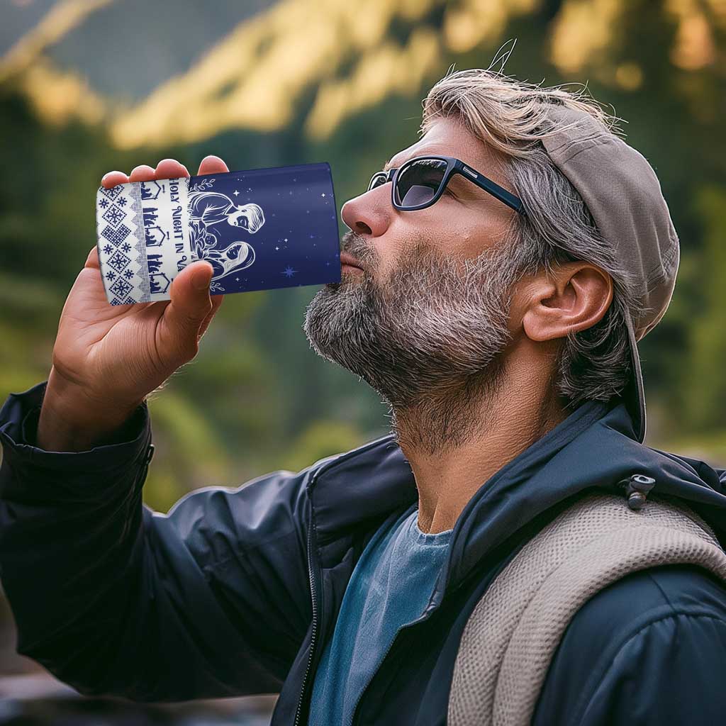 Vatican Christmas 4 in 1 Can Cooler Tumbler with Holy Family Nativity Scene Snowflake Pattern and Starry Night - Wonder Print Shop