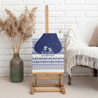 Vatican Christmas Canvas Wall Art with Holy Family Nativity Scene Snowflake Pattern and Starry Night - Wonder Print Shop