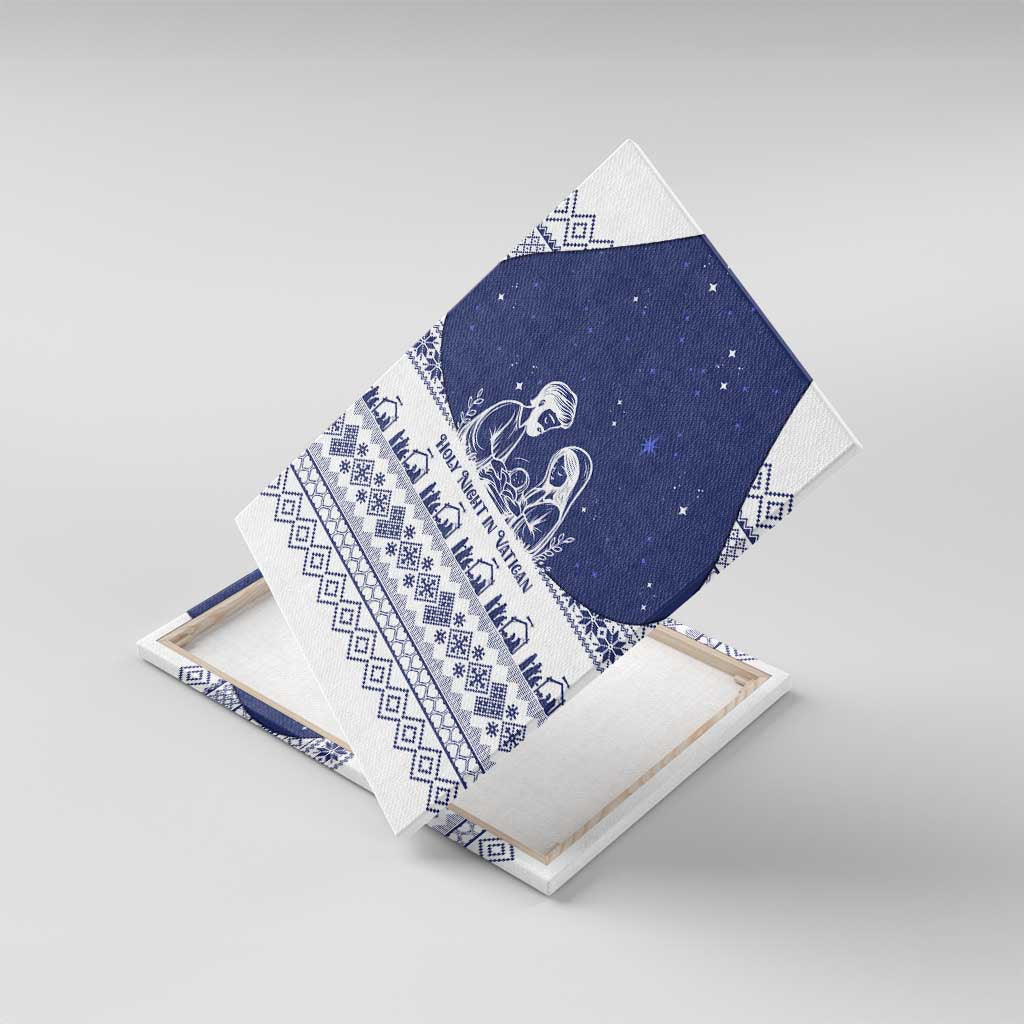 Vatican Christmas Canvas Wall Art with Holy Family Nativity Scene Snowflake Pattern and Starry Night - Wonder Print Shop