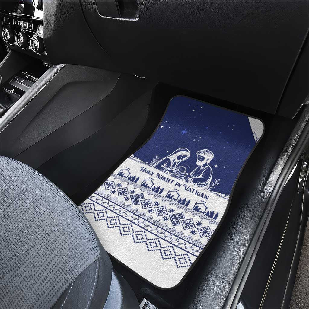 Vatican Christmas Car Mats with Holy Family Nativity Scene Snowflake Pattern and Starry Night - Wonder Print Shop