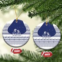Vatican Christmas Ceramic Ornament with Holy Family Nativity Scene Snowflake Pattern and Starry Night - Wonder Print Shop