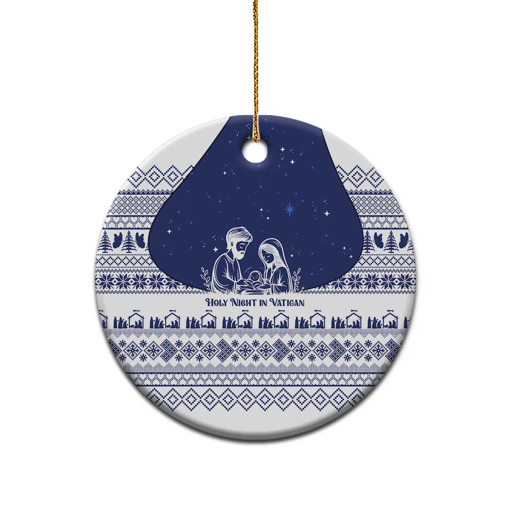Vatican Christmas Ceramic Ornament with Holy Family Nativity Scene Snowflake Pattern and Starry Night - Wonder Print Shop
