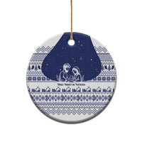 Vatican Christmas Ceramic Ornament with Holy Family Nativity Scene Snowflake Pattern and Starry Night - Wonder Print Shop
