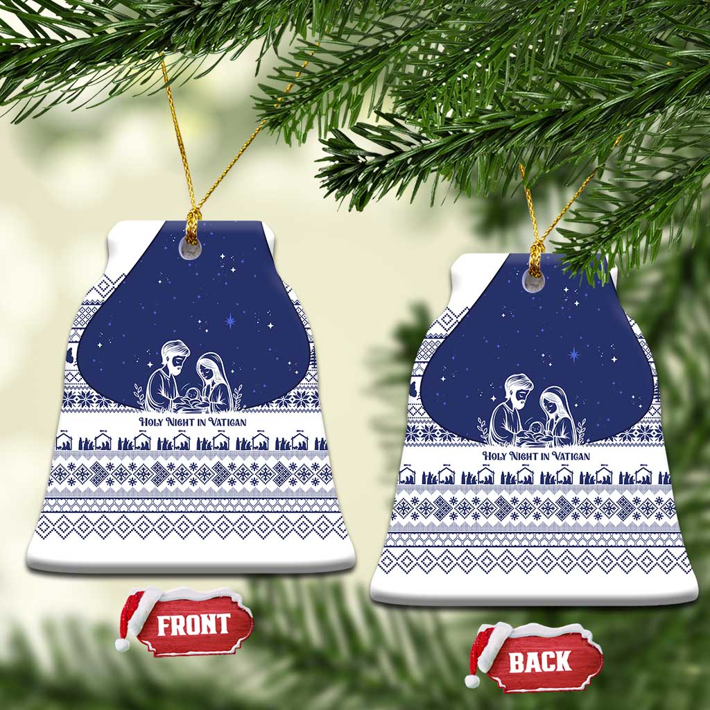 Vatican Christmas Ceramic Ornament with Holy Family Nativity Scene Snowflake Pattern and Starry Night - Wonder Print Shop
