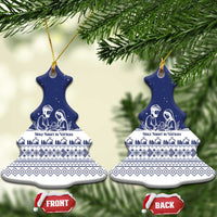 Vatican Christmas Ceramic Ornament with Holy Family Nativity Scene Snowflake Pattern and Starry Night - Wonder Print Shop