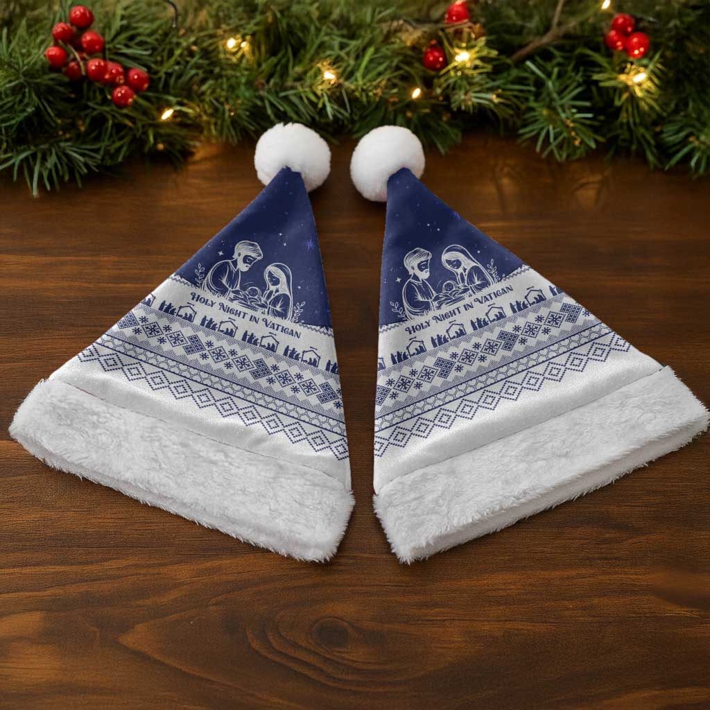 Vatican Christmas Santa Hat with Holy Family Nativity Scene Snowflake Pattern and Starry Night - Wonder Print Shop