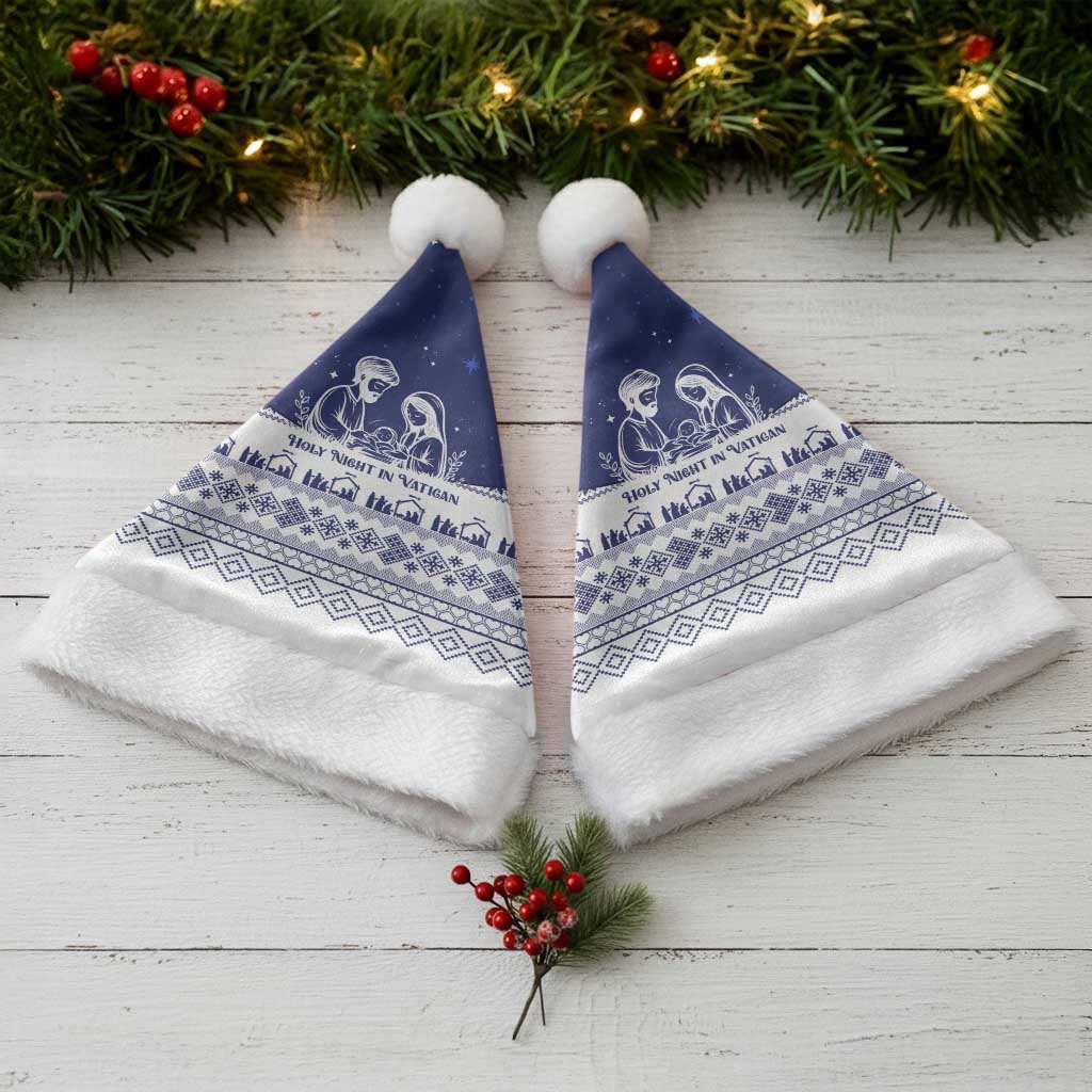 Vatican Christmas Santa Hat with Holy Family Nativity Scene Snowflake Pattern and Starry Night - Wonder Print Shop