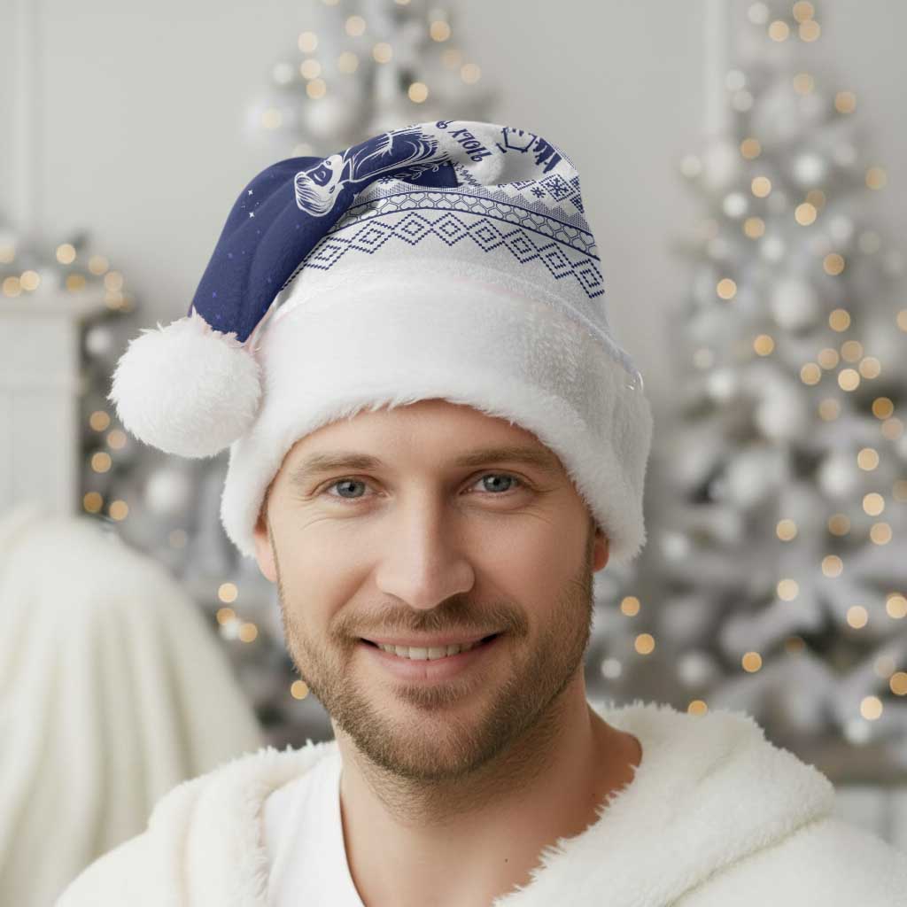 Vatican Christmas Santa Hat with Holy Family Nativity Scene Snowflake Pattern and Starry Night - Wonder Print Shop