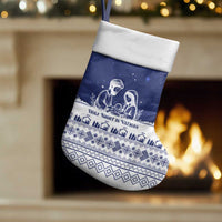 Vatican Christmas Stocking with Holy Family Nativity Scene Snowflake Pattern and Starry Night - Wonder Print Shop