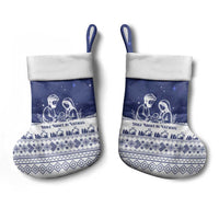Vatican Christmas Stocking with Holy Family Nativity Scene Snowflake Pattern and Starry Night - Wonder Print Shop