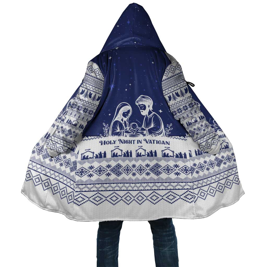 Vatican Christmas Cloak with Holy Family Nativity Scene Snowflake Pattern and Starry Night - Wonder Print Shop