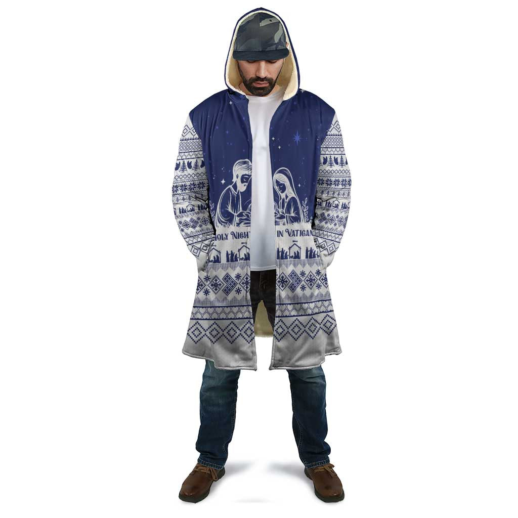 Vatican Christmas Cloak with Holy Family Nativity Scene Snowflake Pattern and Starry Night - Wonder Print Shop
