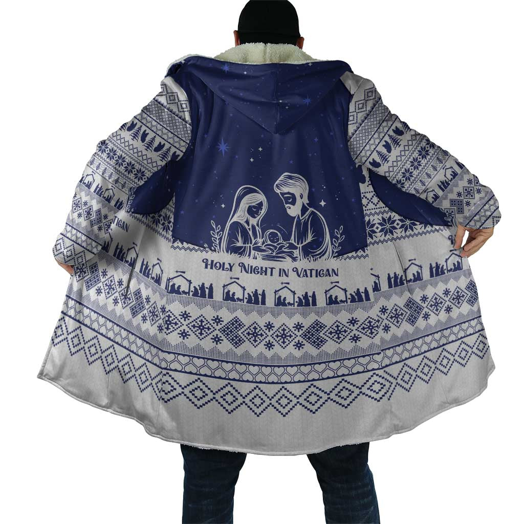 Vatican Christmas Cloak with Holy Family Nativity Scene Snowflake Pattern and Starry Night - Wonder Print Shop
