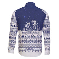 Vatican Christmas Family Matching Long Sleeve Bodycon Dress and Hawaiian Shirt with Holy Family Nativity Scene Snowflake Pattern and Starry Night - Wonder Print Shop