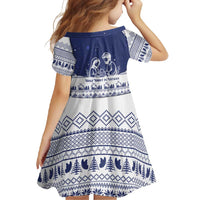 Vatican Christmas Family Matching Mermaid Dress and Hawaiian Shirt with Holy Family Nativity Scene Snowflake Pattern and Starry Night - Wonder Print Shop