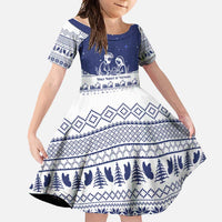 Vatican Christmas Family Matching Off Shoulder Maxi Dress and Hawaiian Shirt with Holy Family Nativity Scene Snowflake Pattern and Starry Night - Wonder Print Shop