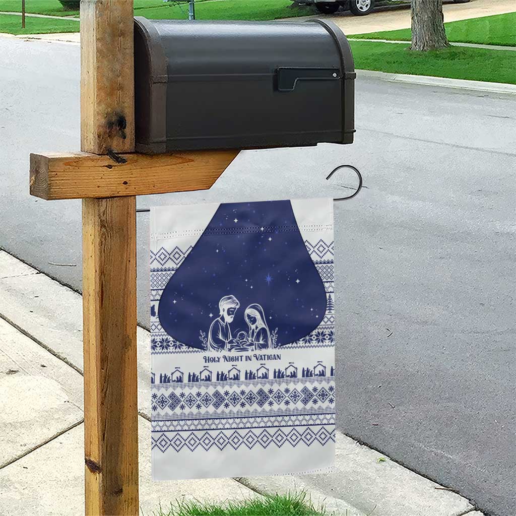 Vatican Christmas Garden Flag with Holy Family Nativity Scene Snowflake Pattern and Starry Night - undefined