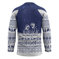 Vatican Christmas Hockey Jersey with Holy Family Nativity Scene Snowflake Pattern and Starry Night - Wonder Print Shop