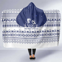 Vatican Christmas Hooded Blanket with Holy Family Nativity Scene Snowflake Pattern and Starry Night - undefined