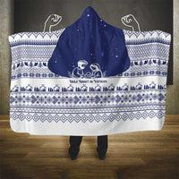 Vatican Christmas Hooded Blanket with Holy Family Nativity Scene Snowflake Pattern and Starry Night - undefined