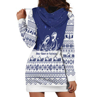 Vatican Christmas Hoodie Dress with Holy Family Nativity Scene Snowflake Pattern and Starry Night - Wonder Print Shop