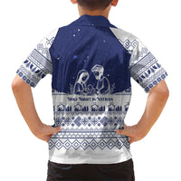 Vatican Christmas Kid Hawaiian Shirt with Holy Family Nativity Scene Snowflake Pattern and Starry Night - Wonder Print Shop
