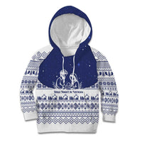 Vatican Christmas Kid Hoodie with Holy Family Nativity Scene Snowflake Pattern and Starry Night - Wonder Print Shop