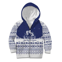 Vatican Christmas Kid Hoodie with Holy Family Nativity Scene Snowflake Pattern and Starry Night - Wonder Print Shop