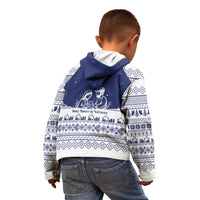 Vatican Christmas Kid Hoodie with Holy Family Nativity Scene Snowflake Pattern and Starry Night - Wonder Print Shop