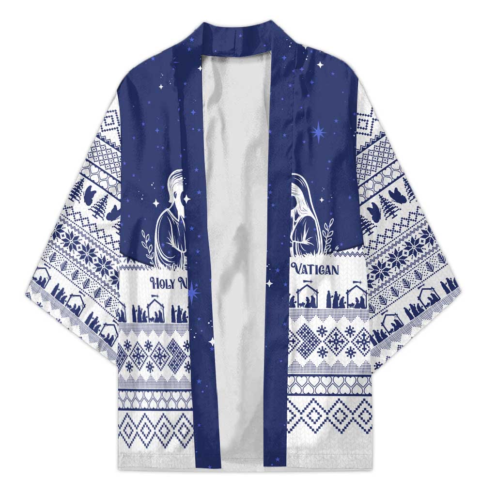 Vatican Christmas Kimono with Holy Family Nativity Scene Snowflake Pattern and Starry Night - Wonder Print Shop