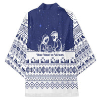 Vatican Christmas Kimono with Holy Family Nativity Scene Snowflake Pattern and Starry Night - Wonder Print Shop