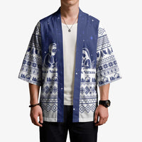 Vatican Christmas Kimono with Holy Family Nativity Scene Snowflake Pattern and Starry Night - Wonder Print Shop