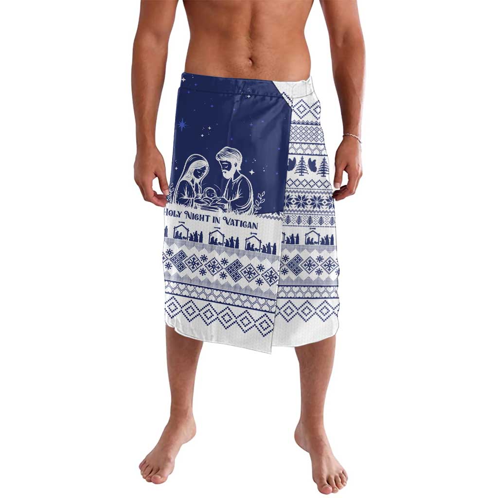 Vatican Christmas Lavalava with Holy Family Nativity Scene Snowflake Pattern and Starry Night - Wonder Print Shop