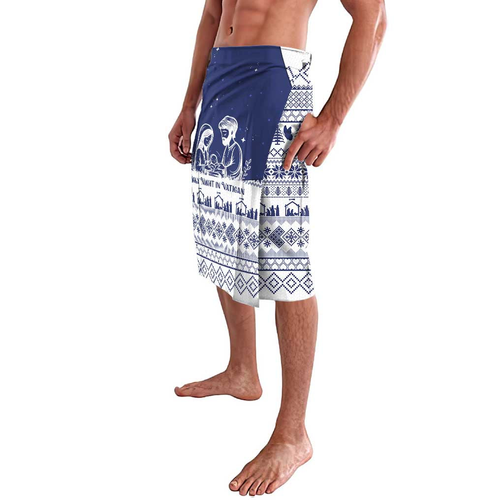 Vatican Christmas Lavalava with Holy Family Nativity Scene Snowflake Pattern and Starry Night - Wonder Print Shop