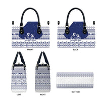 Vatican Christmas Leather Bag with Holy Family Nativity Scene Snowflake Pattern and Starry Night - Wonder Print Shop