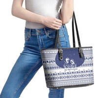 Vatican Christmas Leather Tote Bag with Holy Family Nativity Scene Snowflake Pattern and Starry Night - undefined