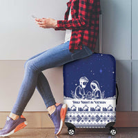 Vatican Christmas Luggage Cover with Holy Family Nativity Scene Snowflake Pattern and Starry Night - Wonder Print Shop