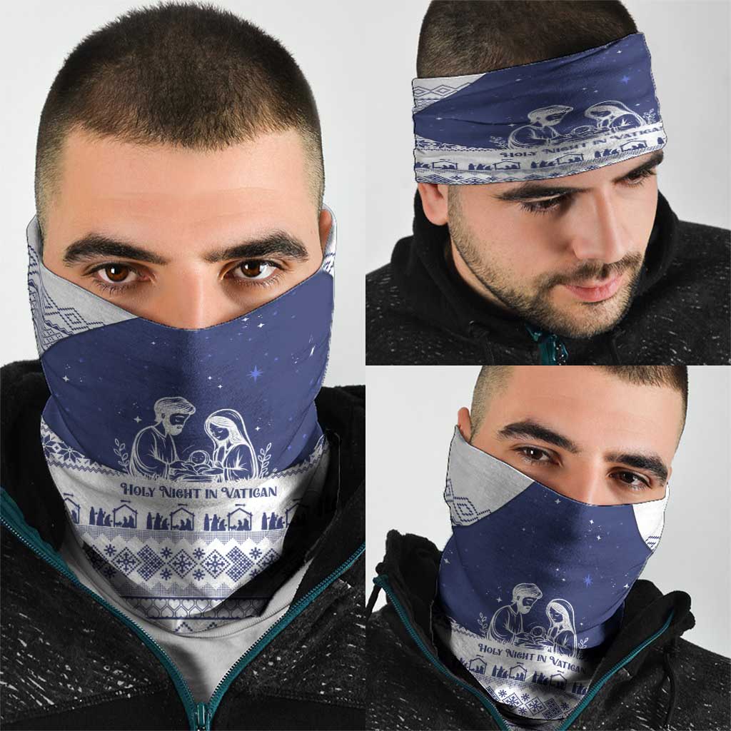 Vatican Christmas Neck Gaiter with Holy Family Nativity Scene Snowflake Pattern and Starry Night - Wonder Print Shop