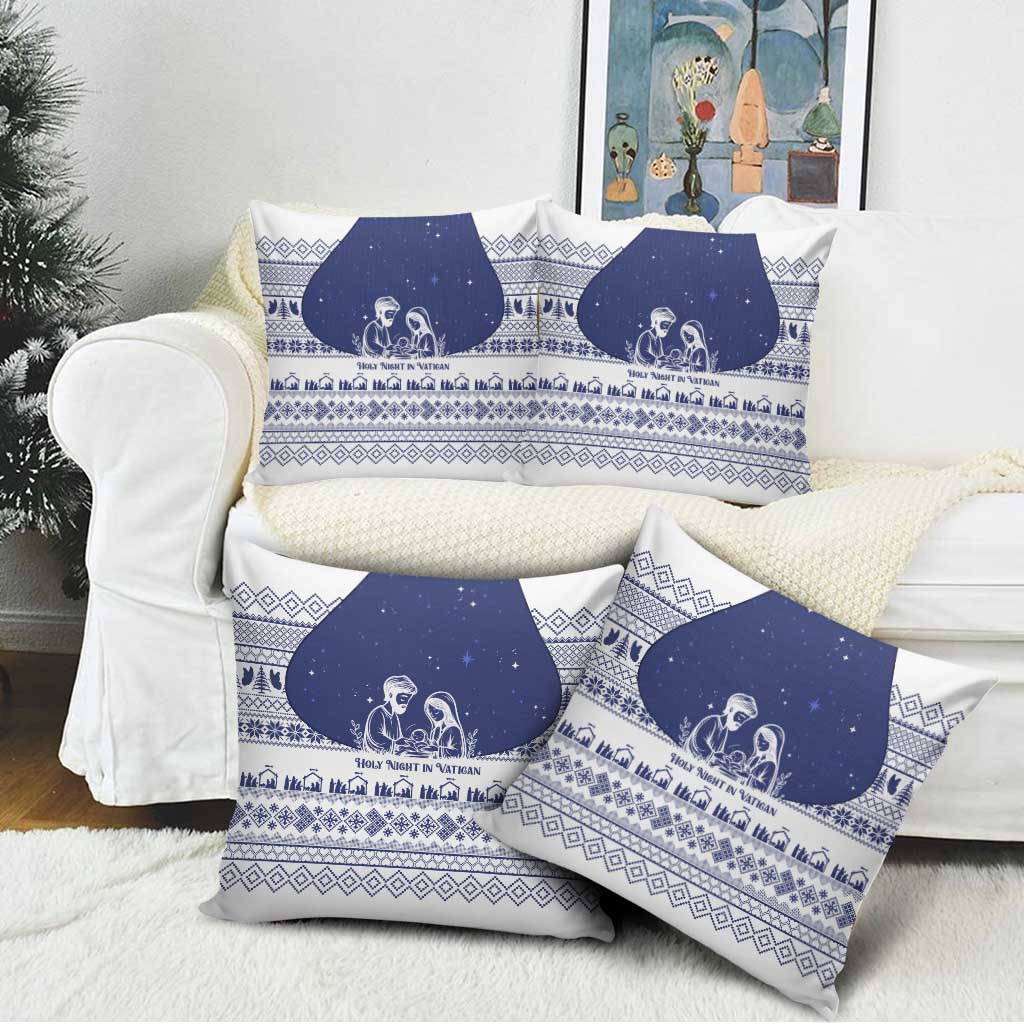 Vatican Christmas Pillow Cover with Holy Family Nativity Scene Snowflake Pattern and Starry Night - Wonder Print Shop