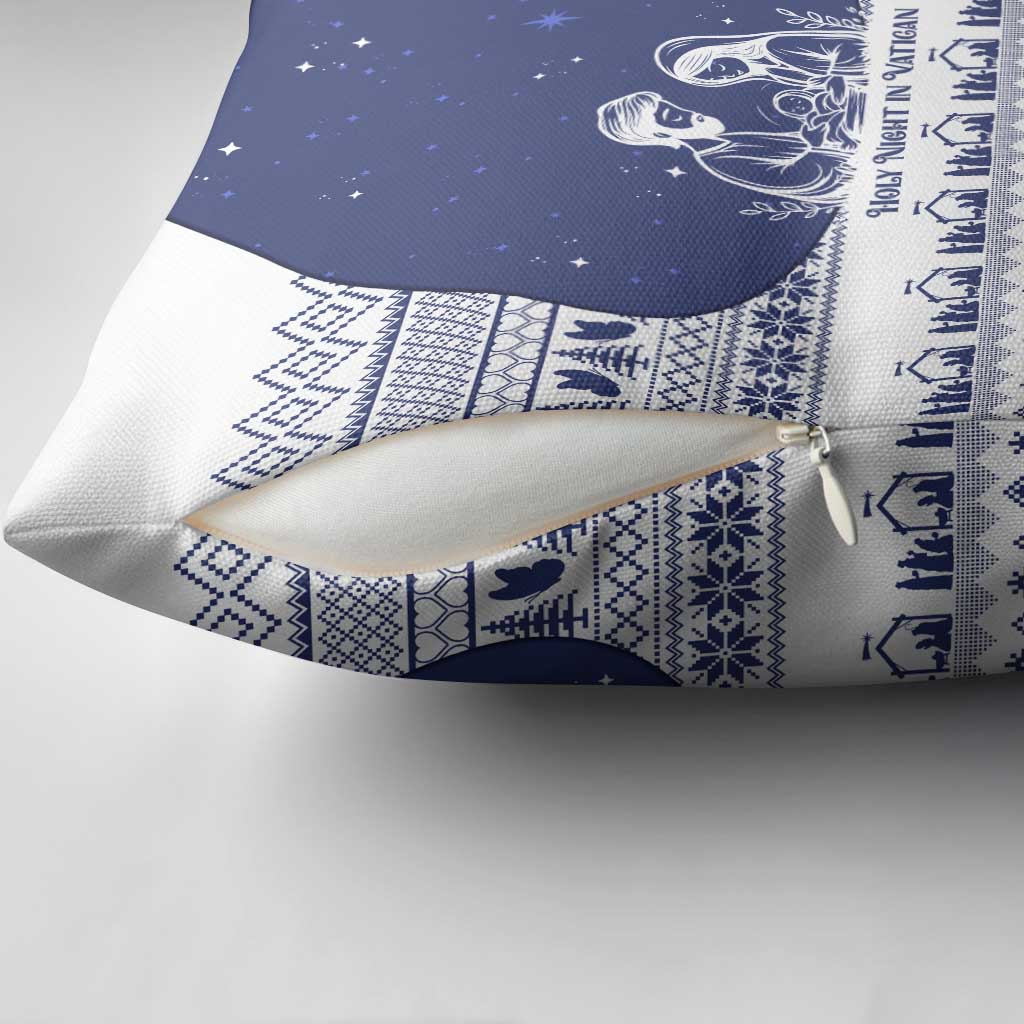 Vatican Christmas Pillow Cover with Holy Family Nativity Scene Snowflake Pattern and Starry Night - Wonder Print Shop