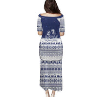 Vatican Christmas Puletasi with Holy Family Nativity Scene Snowflake Pattern and Starry Night - Wonder Print Shop