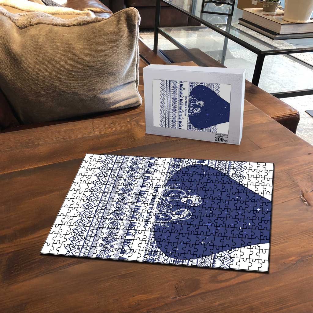 Vatican Christmas Puzzle with Holy Family Nativity Scene Snowflake Pattern and Starry Night - Wonder Print Shop