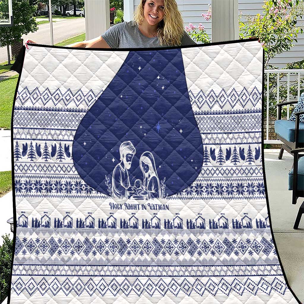 Vatican Christmas Quilt with Holy Family Nativity Scene Snowflake Pattern and Starry Night - Wonder Print Shop