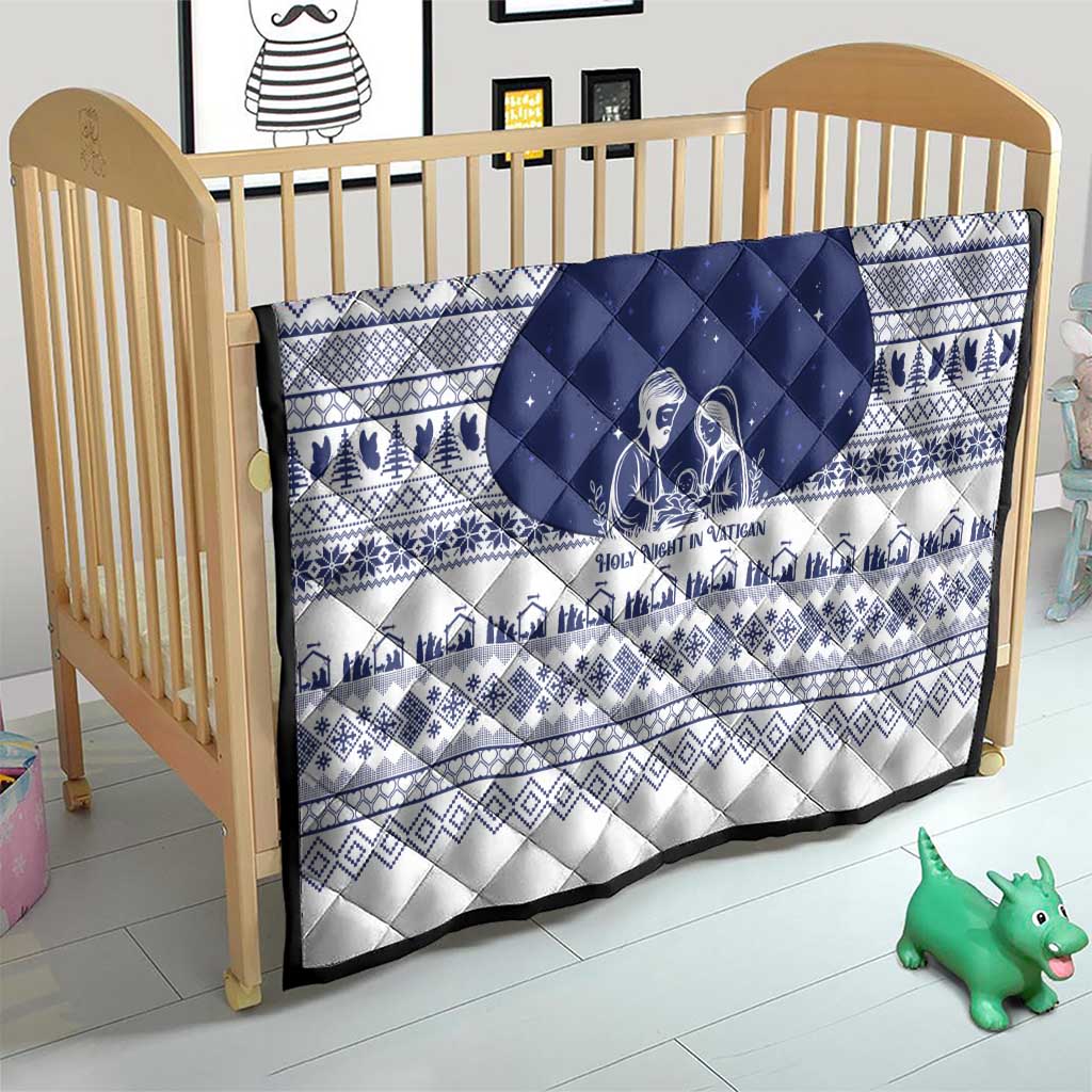 Vatican Christmas Quilt with Holy Family Nativity Scene Snowflake Pattern and Starry Night - Wonder Print Shop