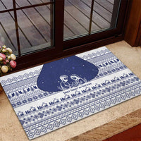 Vatican Christmas Rubber Doormat with Holy Family Nativity Scene Snowflake Pattern and Starry Night - Wonder Print Shop
