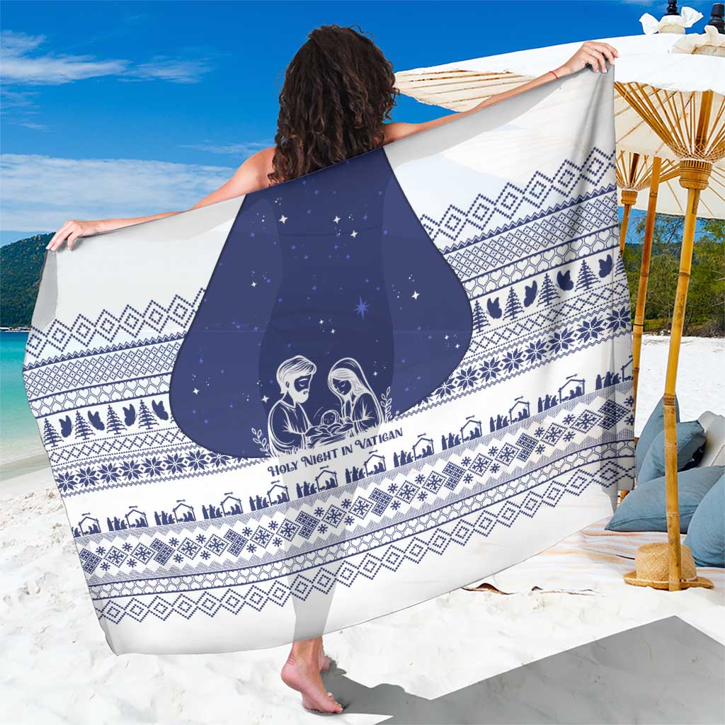 Vatican Christmas Sarong with Holy Family Nativity Scene Snowflake Pattern and Starry Night - Wonder Print Shop